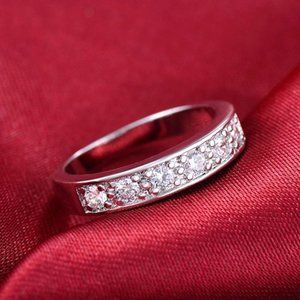 925 Silver Plated Sparkling CZ Wedding Couple Ring, FB16FA1080